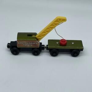 Breakdown Train & Flatbed Car 1999 - Thomas Friends Wooden Railway Tank Engine